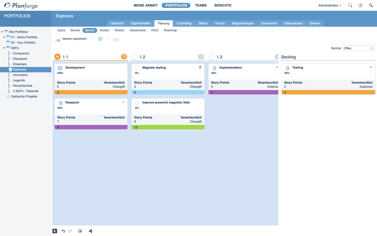 SAFe Agile Team Level Sprint Board Enterprise Agile Planning Tool by Planforge