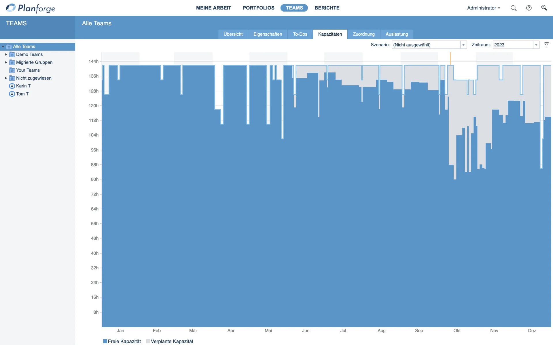 Ressourcenmanagement Kapazitätsplanung Software von Planforge