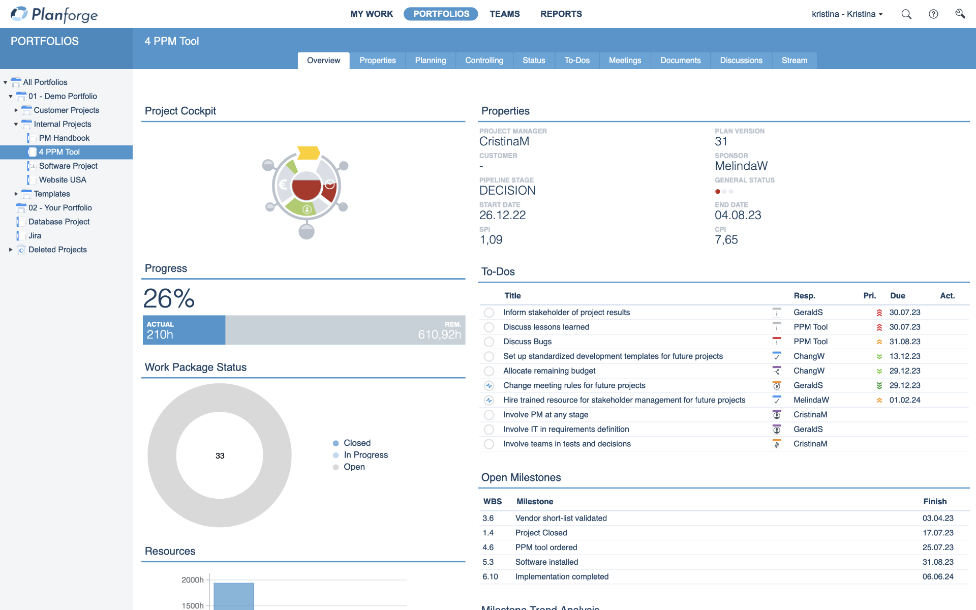 ProjectmManagement Traditional Project Overview Dashboard Software by Planforge