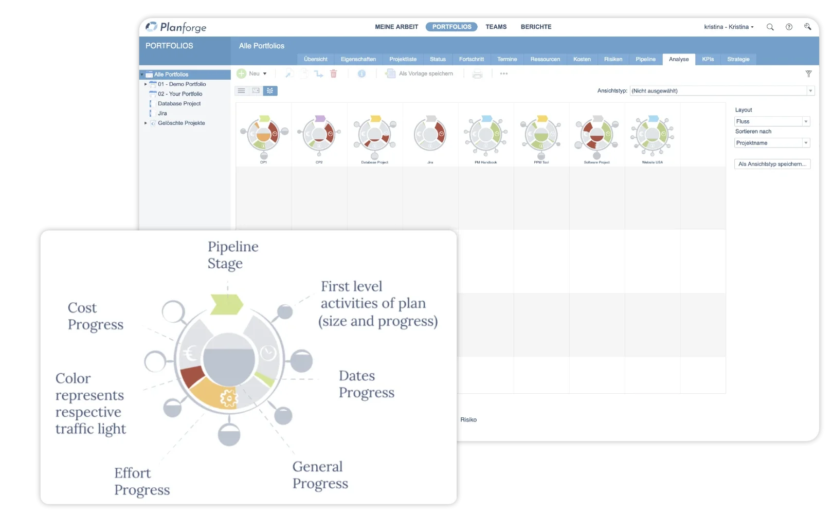 Portfolioanagement 12 Dimensionen Projekt Cockpit Software von Planforge