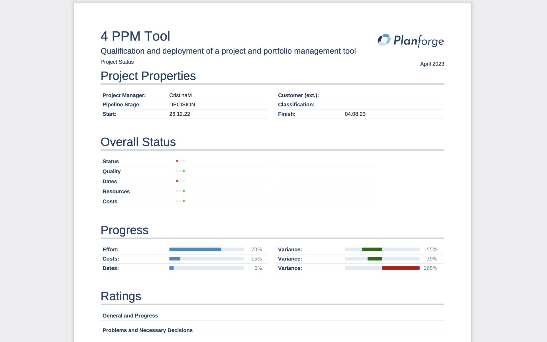Project Management Traditional Project Project Status Software by Planforge