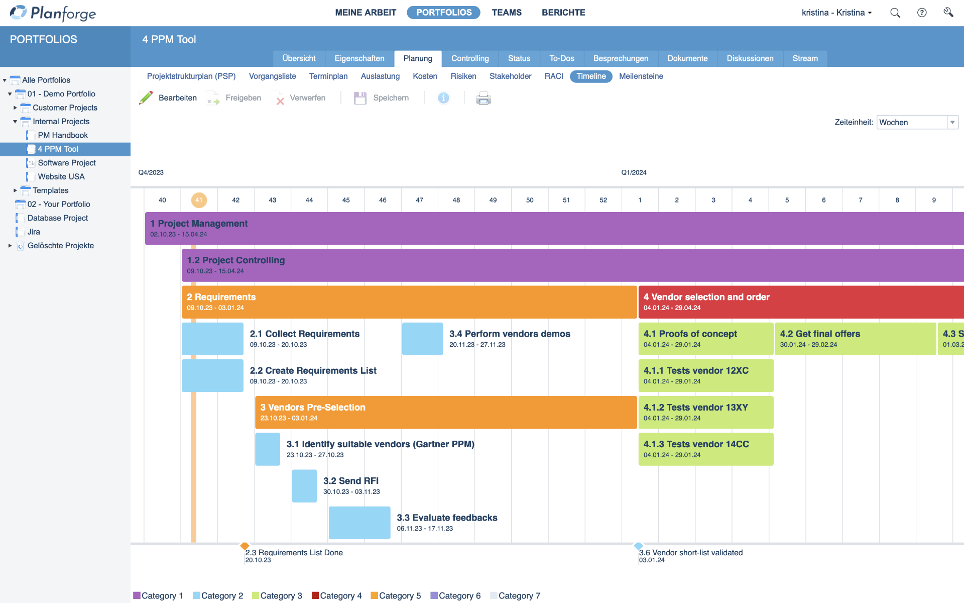 Projektmanagement-Klassisches-Projekt-Timeline-Software-von-Planforge